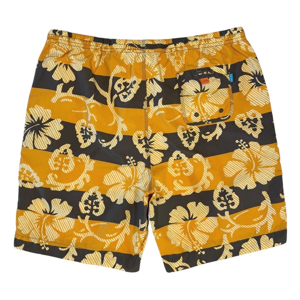 Tommy Bahama Relax Men's Size XXL Yellow Floral Striped Swim Trunks Mesh Lined - Picture 4 of 9